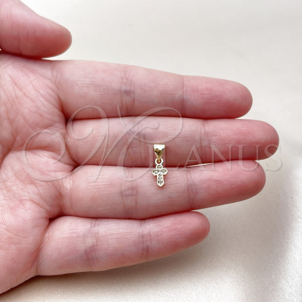 Gold Filled Pendant — Religious Pendant Cross Design with White Micro Pave — alternate product view — SKU 165582 | Oro Laminado dije — Religious Pendant cruz diseño with blanco Micro Pave — SKU 165582