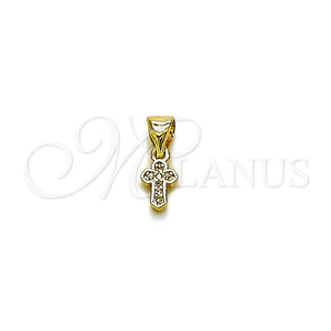 Gold Filled Pendant — Religious Pendant Cross Design with White Micro Pave — main product view — SKU 165582 | Oro Laminado dije — Religious Pendant cruz diseño with blanco Micro Pave — SKU 165582