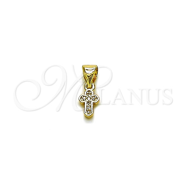 Gold Filled Pendant — Religious Pendant Cross Design with White Micro Pave — main product view — SKU 165582 | Oro Laminado dije — Religious Pendant cruz diseño with blanco Micro Pave — SKU 165582