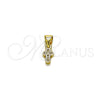 Oro Laminado Religious Pendant, Gold Filled Style Cross Design, with White Micro Pave, Polished, Golden Finish, 05.213.0211