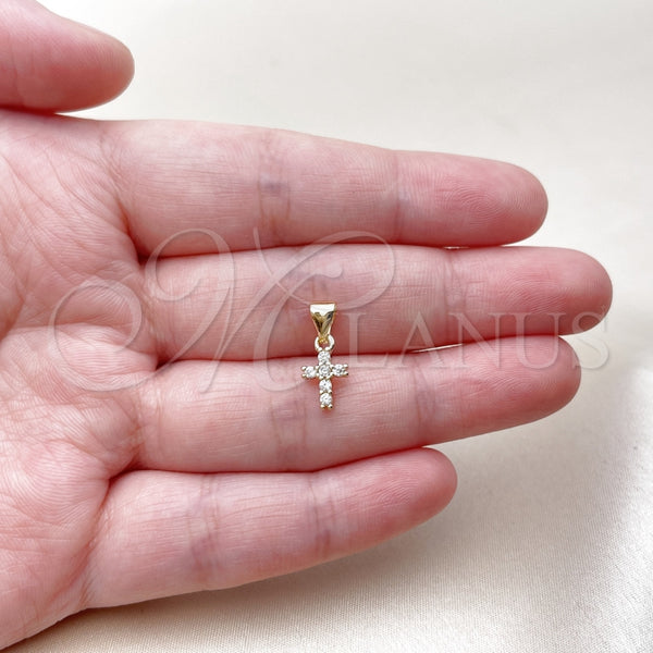 Gold Filled Pendant — Religious Pendant Cross Design with White Cubic Zirconia — alternate product view — SKU 165583 | Oro Laminado dije — Religious Pendant cruz diseño with blanco Cubic Zirconia — SKU 165583