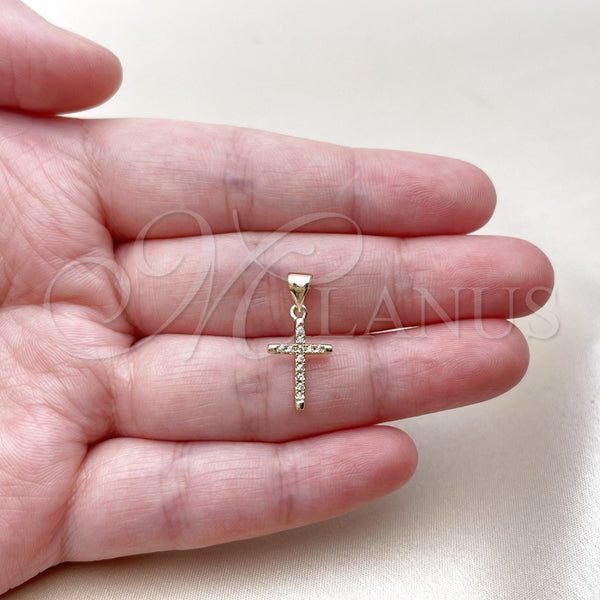 Gold Filled Pendant — Religious Pendant Cross Design with White Micro Pave — alternate product view — SKU 165584 | Oro Laminado dije — Religious Pendant cruz diseño with blanco Micro Pave — SKU 165584