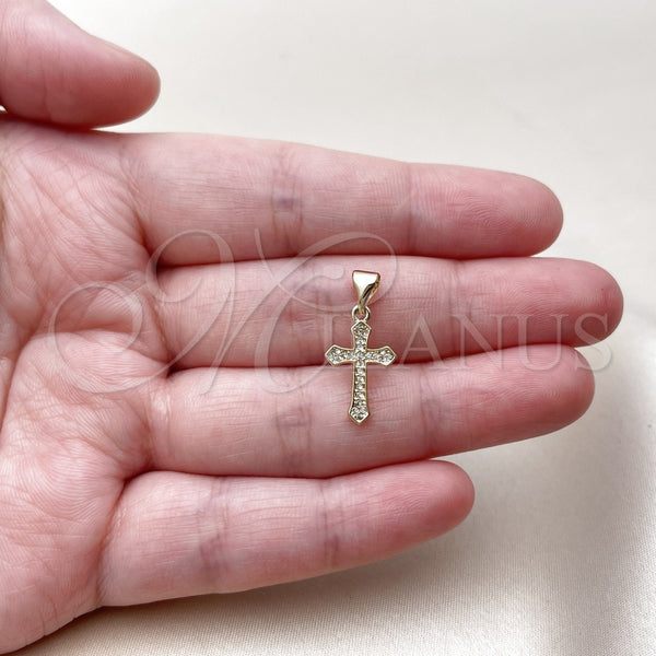Gold Filled Pendant — Religious Pendant Cross Design with White Micro Pave — alternate product view — SKU 165585 | Oro Laminado dije — Religious Pendant cruz diseño with blanco Micro Pave — SKU 165585