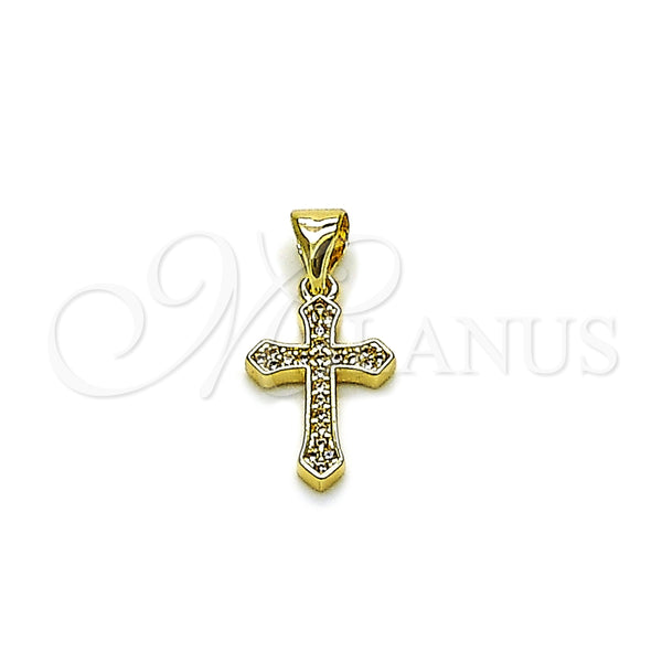 Gold Filled Pendant — Religious Pendant Cross Design with White Micro Pave — main product view — SKU 165585 | Oro Laminado dije — Religious Pendant cruz diseño with blanco Micro Pave — SKU 165585