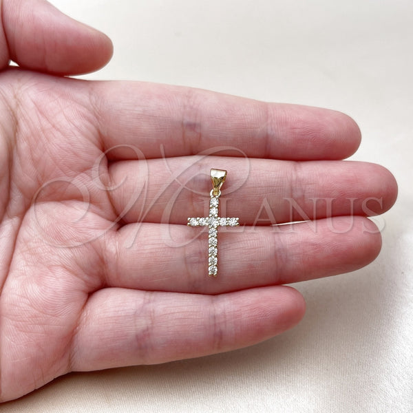 Gold Filled Pendant — Religious Pendant Cross Design with White Cubic Zirconia — alternate product view — SKU 165587 | Oro Laminado dije — Religious Pendant cruz diseño with blanco Cubic Zirconia — SKU 165587