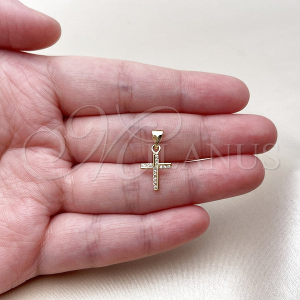 Gold Filled Pendant — Religious Pendant Cross Design with White Micro Pave — alternate product view — SKU 165588 | Oro Laminado dije — Religious Pendant cruz diseño with blanco Micro Pave — SKU 165588