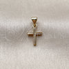Oro Laminado Religious Pendant, Gold Filled Style Cross Design, with White Micro Pave, Polished, Golden Finish, 05.213.0217