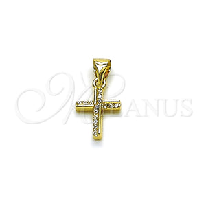 Gold Filled Pendant — Religious Pendant Cross Design with White Micro Pave — main product view — SKU 165588 | Oro Laminado dije — Religious Pendant cruz diseño with blanco Micro Pave — SKU 165588