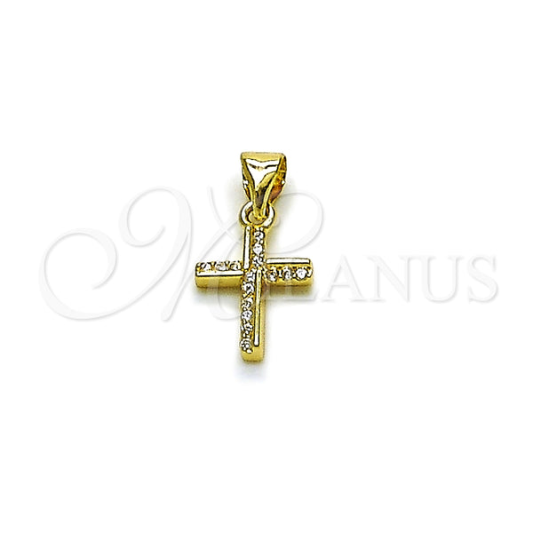 Gold Filled Pendant — Religious Pendant Cross Design with White Micro Pave — main product view — SKU 165588 | Oro Laminado dije — Religious Pendant cruz diseño with blanco Micro Pave — SKU 165588