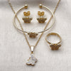 Oro Laminado Earring and Pendant Adult Set, Gold Filled Style Butterfly Design, with White Micro Pave, Polished, Golden Finish, 10.466.0002