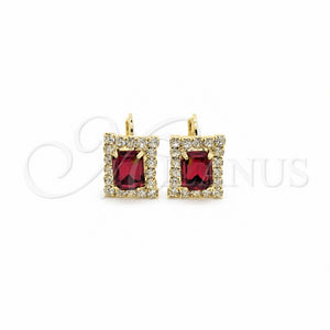 Gold Filled Ring — Leverback Earring with White Crystal and Garnet Cubic — main product view — SKU 165593 | Oro Laminado anillo — Leverback Earring with cristal blanco and Garnet Cubic — SKU 165593