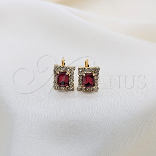 Gold Filled Ring — Leverback Earring with White Crystal and Garnet Cubic — main product view — SKU 165593 | Oro Laminado anillo — Leverback Earring with cristal blanco and Garnet Cubic — SKU 165593