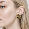 Stainless Steel Stud Earring, Flower Design, Polished, Golden Finish, 02.467.0001