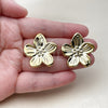 Stainless Steel Stud Earring, Flower Design, Polished, Golden Finish, 02.467.0001