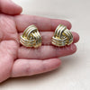 Stainless Steel Stud Earring, Love Knot Design, Polished, Golden Finish, 02.467.0002