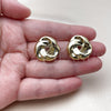 Stainless Steel Stud Earring, Love Knot Design, Polished, Golden Finish, 02.467.0003