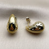 Stainless Steel Stud Earring, Teardrop Design, Polished, Golden Finish, 02.467.0009