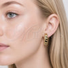 Stainless Steel Stud Earring, Twist Design, Polished, Golden Finish, 02.467.0012