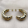 Stainless Steel Stud Earring, Twist Design, Polished, Golden Finish, 02.467.0012