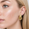 Stainless Steel Stud Earring, Teardrop Design, Polished, Golden Finish, 02.467.0016