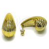 Stainless Steel Stud Earring, Teardrop Design, Polished, Golden Finish, 02.467.0016