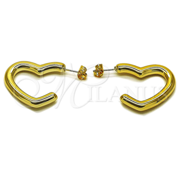 Stainless Steel Medium Hoop, Heart Design, Polished, Golden Finish, 02.467.0020.30