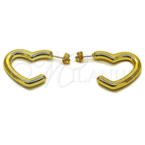 Stainless Steel Medium Hoop, Heart Design, Polished, Golden Finish, 02.467.0020.30