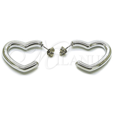 White Gold Filled Hoop Earrings — Medium Hoop Heart Design Polished 02. for wholesale, main product view