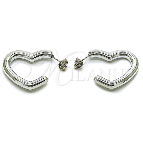 Rhodium Gold Filled Medium Hoop, Heart Design, Polished, Rhodium Finish, 02.467.0020.1.30