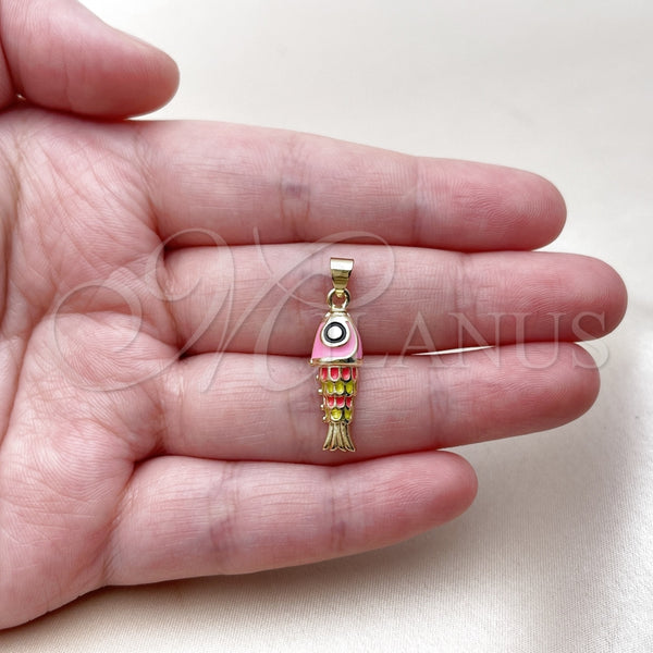 Gold Filled Pendant — Fancy Pendant Fish Design Pink Enamel 05. — alternate product view — SKU 165618 | Oro Laminado dije — elegante Pendant Fish diseño Pink Enamel 05. — SKU 165618