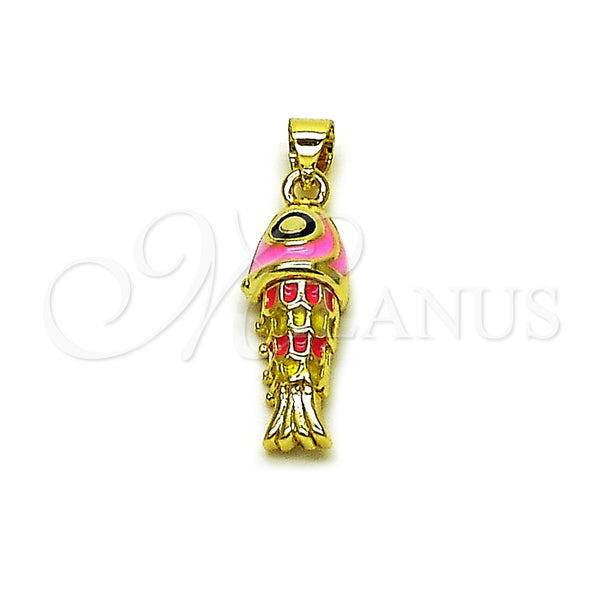 Gold Filled Pendant — Fancy Pendant Fish Design Pink Enamel 05. — main product view — SKU 165618 | Oro Laminado dije — elegante Pendant Fish diseño Pink Enamel 05. — SKU 165618