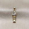 Oro Laminado Fancy Pendant, Gold Filled Style Fish Design, White Enamel Finish, Golden Finish, 05.459.0023.1