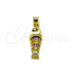 Gold Filled Pendant — Fancy Pendant Fish Design White Enamel 05. — main product view — SKU 165619 | Oro Laminado dije — elegante Pendant Fish diseño blanco Enamel 05. — SKU 165619