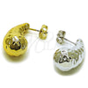 Stainless Steel Stud Earring, Teardrop Design, Polished, Golden Finish, 02.467.0023