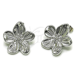 White Gold Filled Ring — Stud Earring Flower Design Polished 02. — main product view — SKU 165624 | Oro Laminado Blanco anillo — Stud Earring flor diseño pulido 02. — SKU 165624