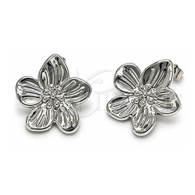 White Gold Filled Stud Earring, Flower Design, Polished, Rhodium Finish, 02.467.0001.1