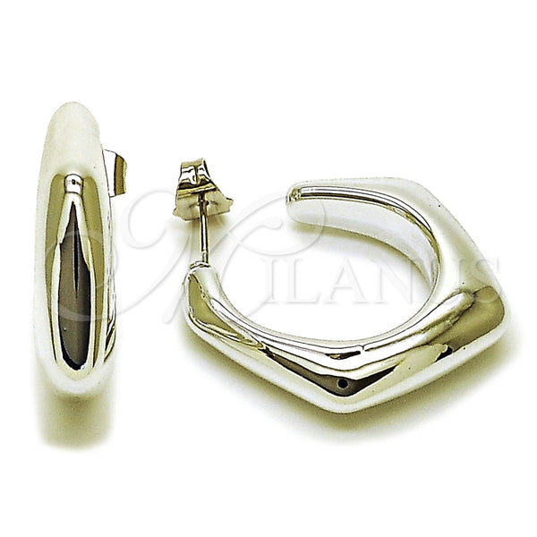 White Gold Filled Hoop Earrings — Medium Hoop Polished 02. — main product view — SKU 165625 | Oro Laminado Blanco aretes de aro — Medium Hoop pulido 02. — SKU 165625
