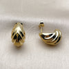 Stainless Steel Stud Earring, Teardrop Design, Polished, Golden Finish, 02.467.0026