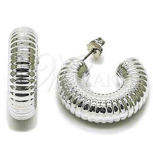 White Gold Filled Hoop Earrings — Medium Hoop Polished 02. — main product view — SKU 165633 | Oro Laminado Blanco aretes de aro — Medium Hoop pulido 02. — SKU 165633