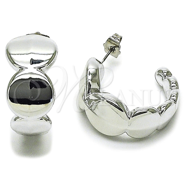 White Gold Filled Hoop Earrings — Medium Hoop Polished 02. — main product view — SKU 165639 | Oro Laminado Blanco aretes de aro — Medium Hoop pulido 02. — SKU 165639