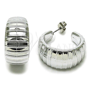 White Gold Filled Hoop Earrings — Medium Hoop Polished 02. — main product view — SKU 165644 | Oro Laminado Blanco aretes de aro — Medium Hoop pulido 02. — SKU 165644