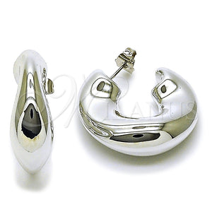 White Gold Filled Hoop Earrings — Medium Hoop Polished 02. — main product view — SKU 165645 | Oro Laminado Blanco aretes de aro — Medium Hoop pulido 02. — SKU 165645
