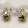 Stainless Steel Stud Earring, Teardrop Design, Polished, Golden Finish, 02.467.0028