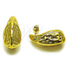 Stainless Steel Stud Earring, Teardrop Design, Polished, Golden Finish, 02.467.0028