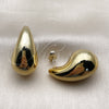 Stainless Steel Stud Earring, Teardrop Design, Polished, Golden Finish, 02.455.0030.1