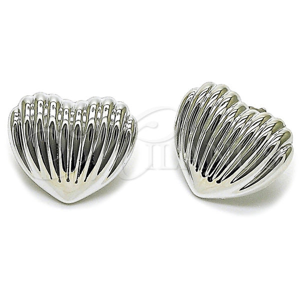 White Gold Filled Ring — Stud Earring Heart Design Polished 02. — main product view — SKU 165661 | Oro Laminado Blanco anillo — Stud Earring corazón diseño pulido 02. — SKU 165661