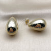 Stainless Steel Stud Earring, Teardrop Design, Polished, Golden Finish, 02.467.0033