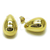 Stainless Steel Stud Earring, Teardrop Design, Polished, Golden Finish, 02.467.0033