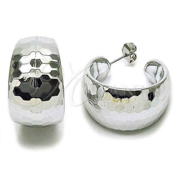 White Gold Filled Hoop Earrings — Medium Hoop Disco Design Polished 02. — main product view — SKU 165679 | Oro Laminado Blanco aretes de aro — Medium Hoop Disco diseño pulido 02. — SKU 165679