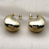 Stainless Steel Stud Earring, Teardrop Design, Polished, Golden Finish, 02.467.0046